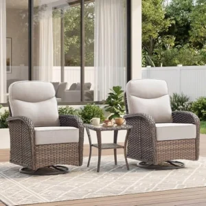 Outdoor swivel rocking chair patio set 3-piece
